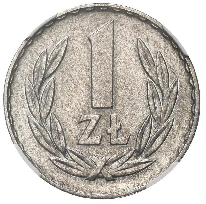 PRL. 1 złoty 1968 aluminium NGC MS65